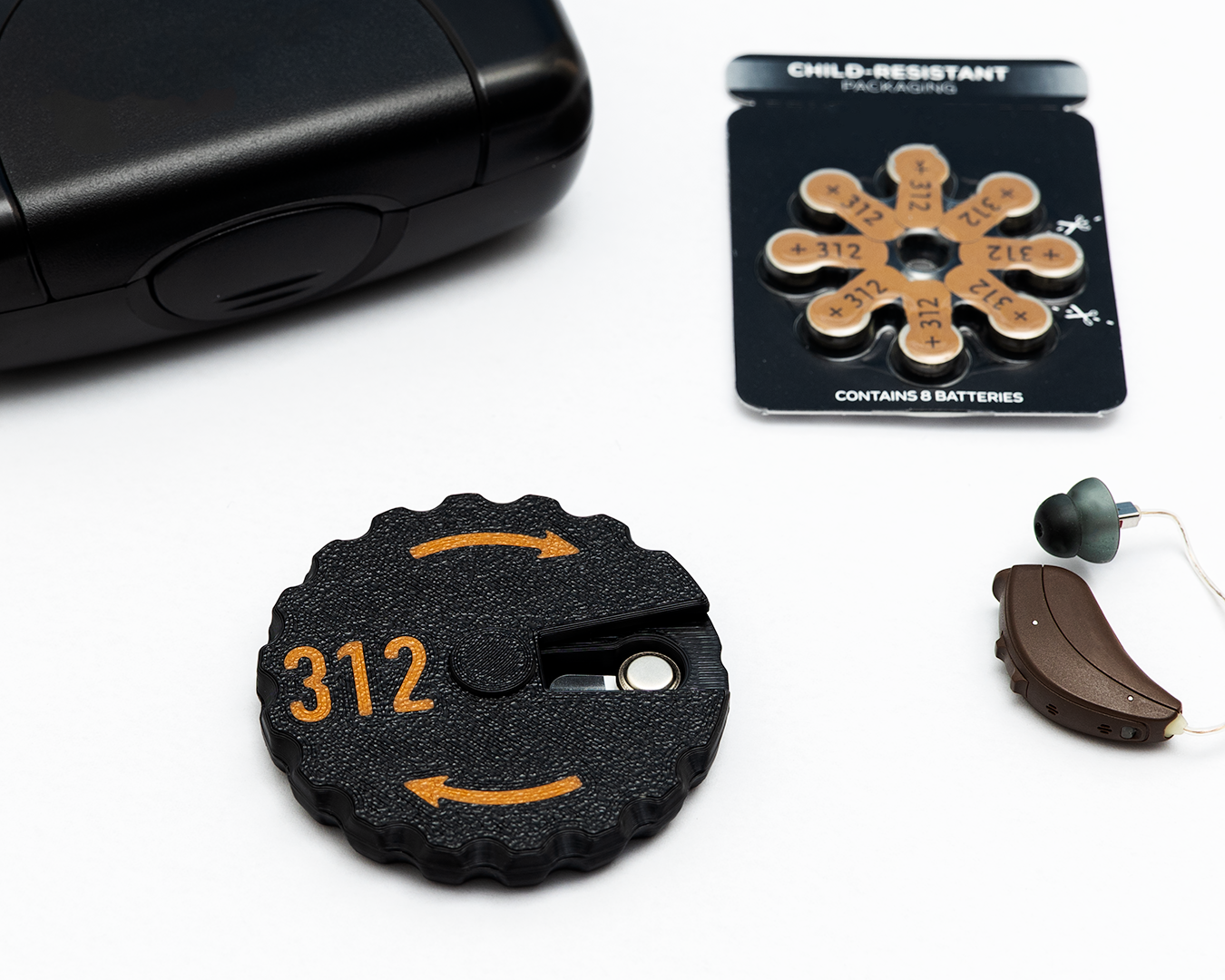 Magnetic Hearing Aid Battery Caddy –Size 312 - Bulk Packs (10 or 25 Units) with Optional Custom Logo
